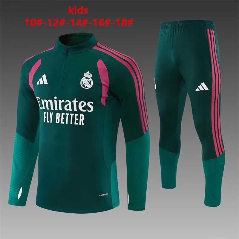 Kids Real Madrid 26/27 Tracksuit - Green/Pink